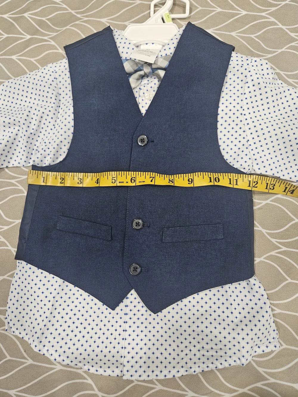 Van Heusen Navy Boys' Vest, Pants & Polka Dot Shirt Set with Bow Tie
